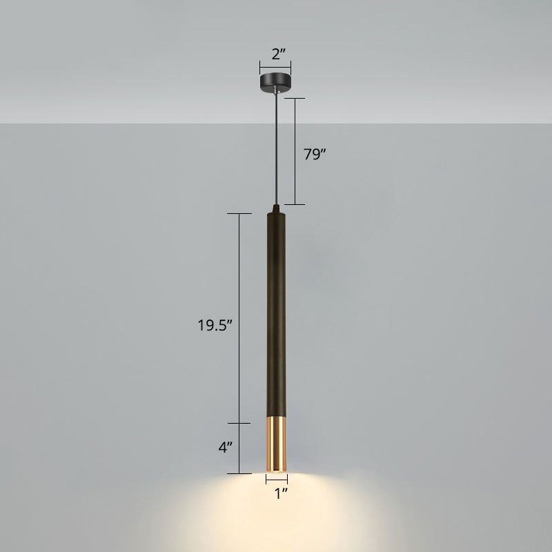 Lampe suspendue à LED au design minimaliste en tube pour suspension de chevet en noir