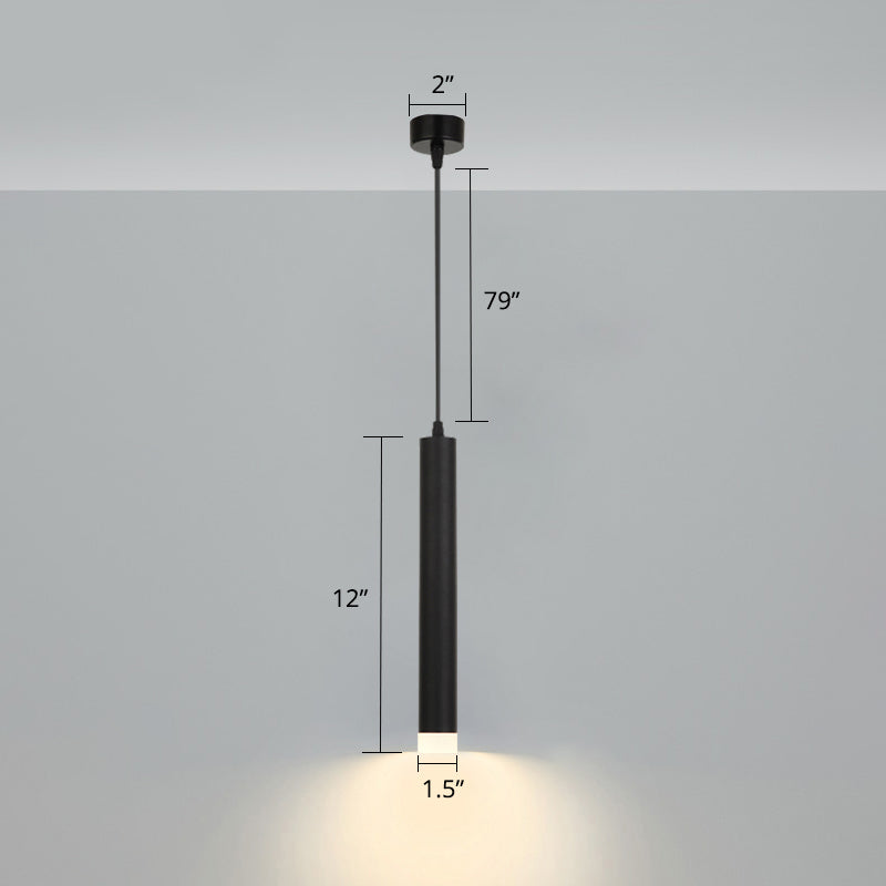 Lampe suspendue à LED au design minimaliste en tube pour suspension de chevet en noir
