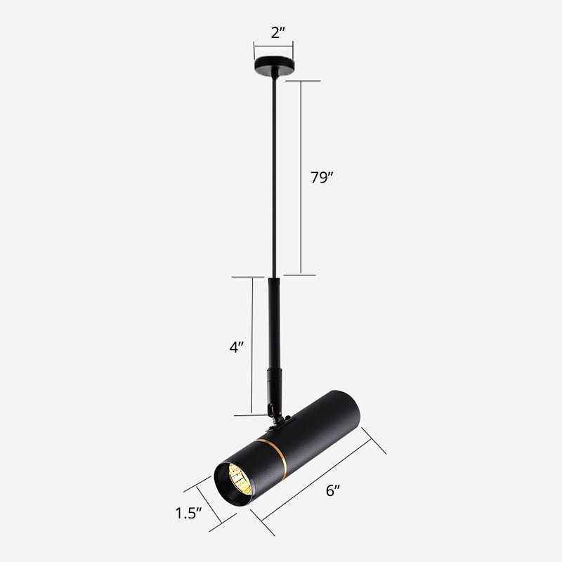 Lampe suspendue à LED au design minimaliste en tube pour suspension de chevet en noir