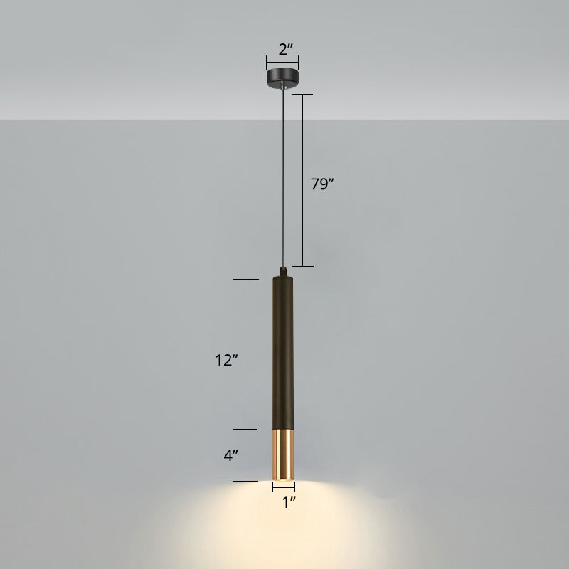 Lampe suspendue à LED au design minimaliste en tube pour suspension de chevet en noir