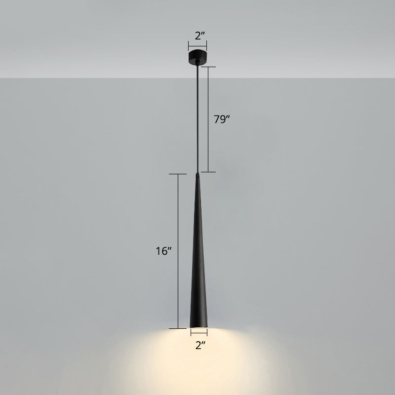 Lampe suspendue à LED au design minimaliste en tube pour suspension de chevet en noir