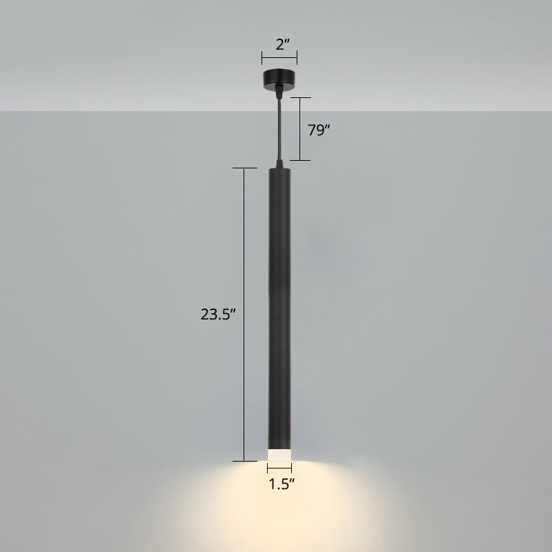 Lampe suspendue à LED au design minimaliste en tube pour suspension de chevet en noir