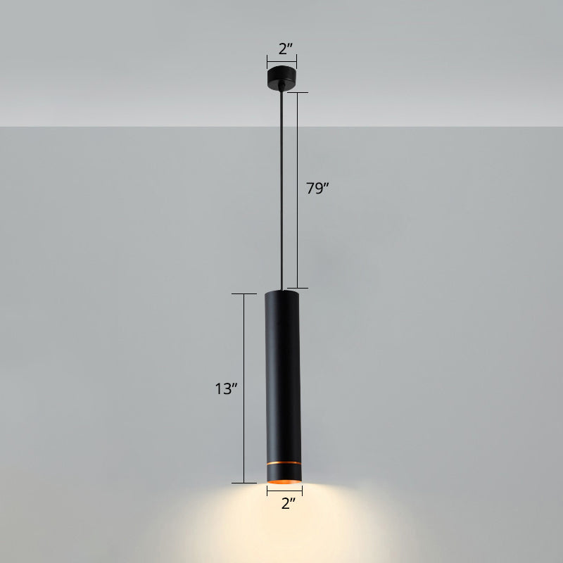 Lampe suspendue à LED au design minimaliste en tube pour suspension de chevet en noir