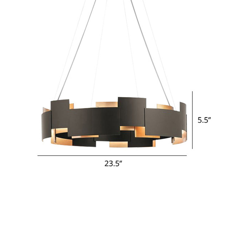 Black and Gold Metal Pendant Chandelier with Postmodern Splicing Design and Inner Suspension Light