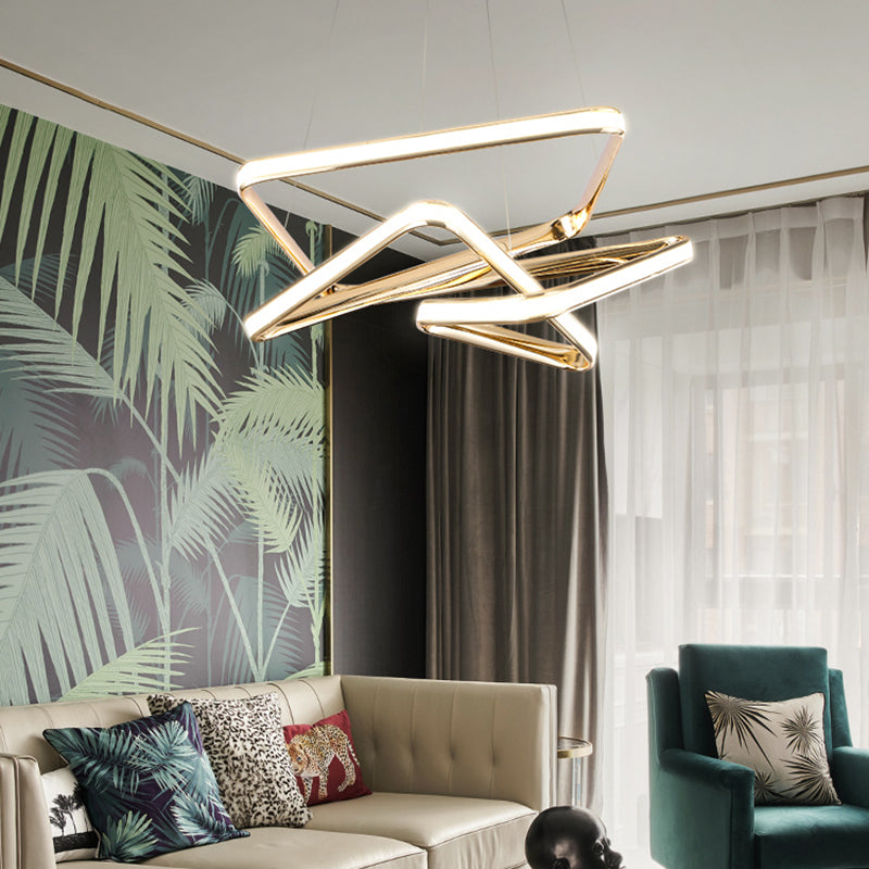 Gold Contorted Led Pendant Light: Simplicity Meets Metal Elegance For Living Room Ceiling