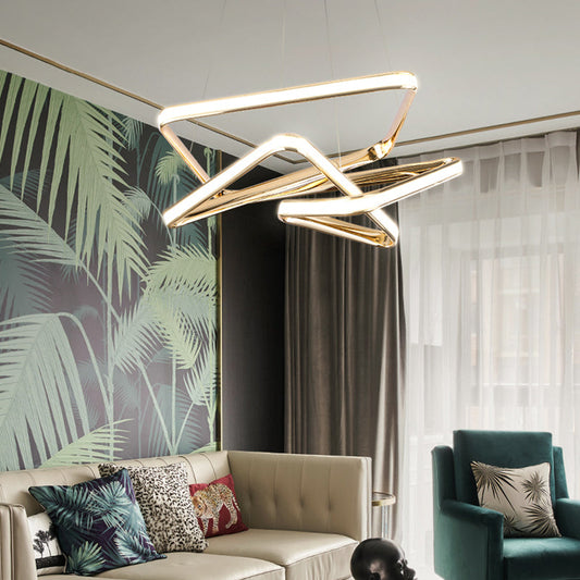 Gold Contorted Led Pendant Light: Simplicity Meets Metal Elegance For Living Room Ceiling