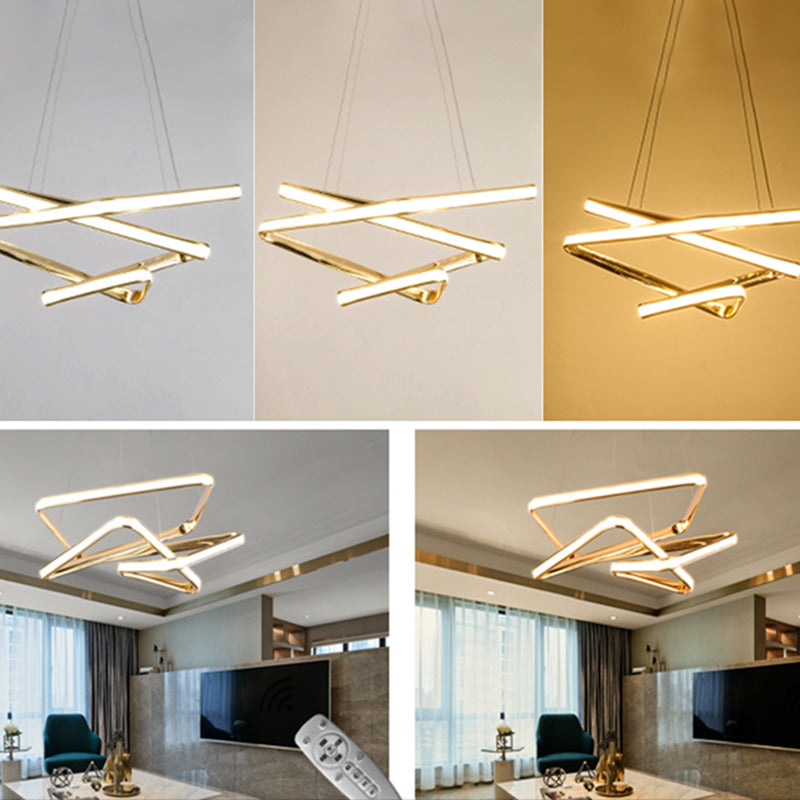 Gold Contorted Led Pendant Light: Simplicity Meets Metal Elegance For Living Room Ceiling
