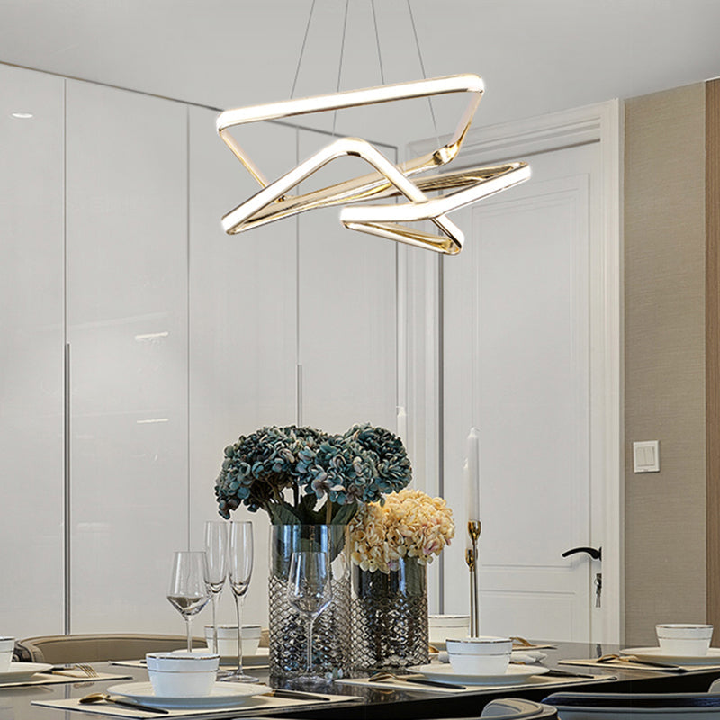 Gold Contorted Led Pendant Light: Simplicity Meets Metal Elegance For Living Room Ceiling