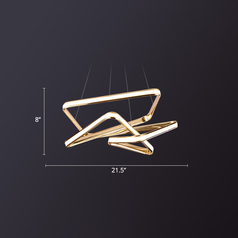 Sleek Contorted Gold Metal LED Pendant Light - Perfect for Living Rooms