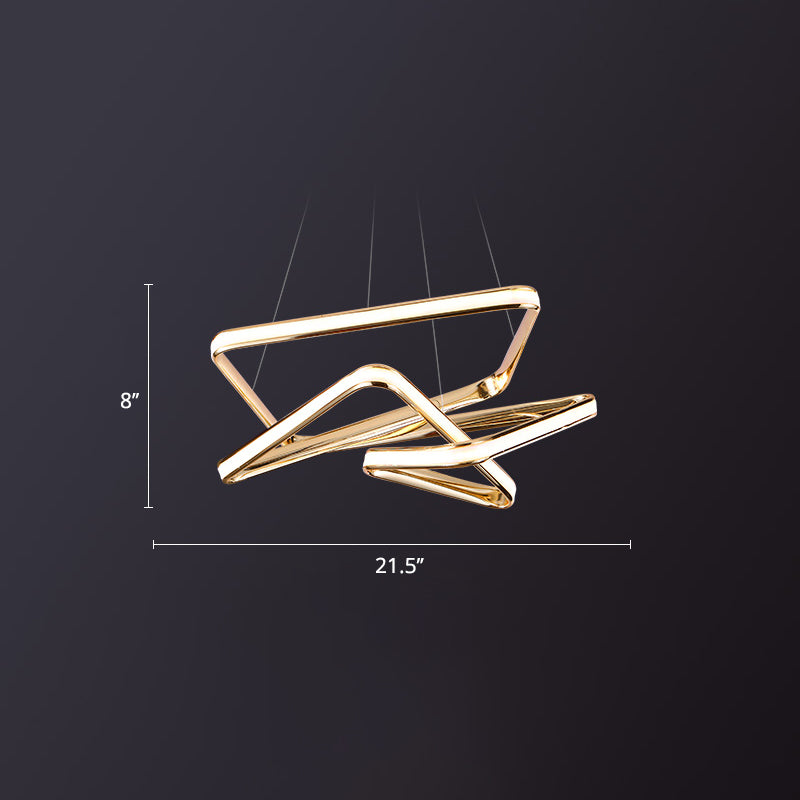 Sleek Contorted Gold Metal LED Pendant Light - Perfect for Living Rooms