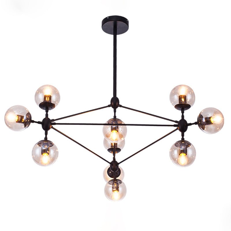 Alamak - Industrial Tan Glass Black Diamond Lattice Chandelier - Stylish Living