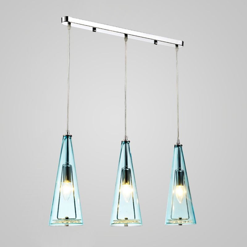 Modernist Conical Glass Pendant Light - 3-Head Multi-Light Hanging Ceiling Fixture For Dining Room