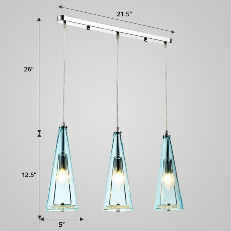 Modernist Conical Glass Pendant Light - 3-Head Multi-Light Hanging Ceiling Fixture For Dining Room