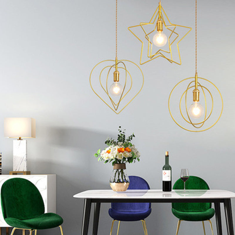 Nordic Gold Pendant Light Fixture - 1-Light Metal Ceiling Lamp
