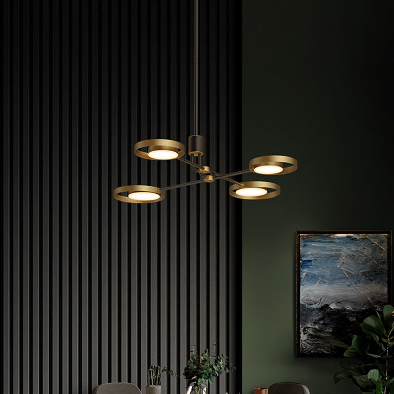 Postmodern Brass Molecular Led Chandelier With Acrylic Diffuser
