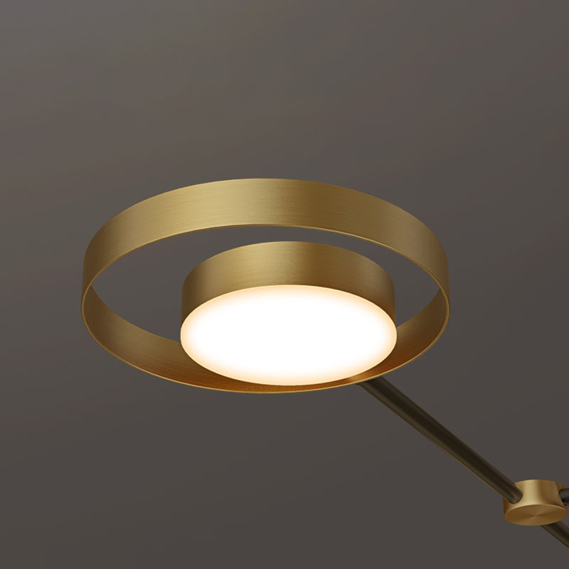 Postmodern Brass Molecular Hanging Lamp with LED, Metal Chandelier, and Acrylic Diffuser