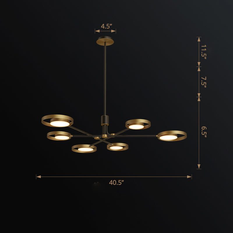 Postmodern Brass Molecular Led Chandelier With Acrylic Diffuser