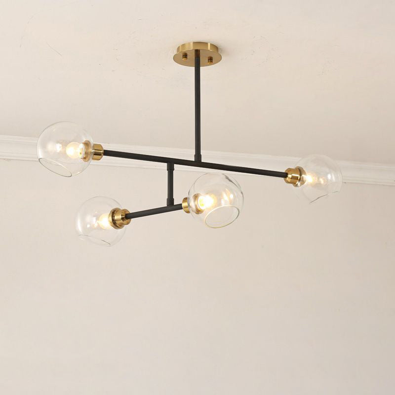 Minimalist Dome Glass Pendant Light For Open Kitchen Ceiling 4 / Black Clear