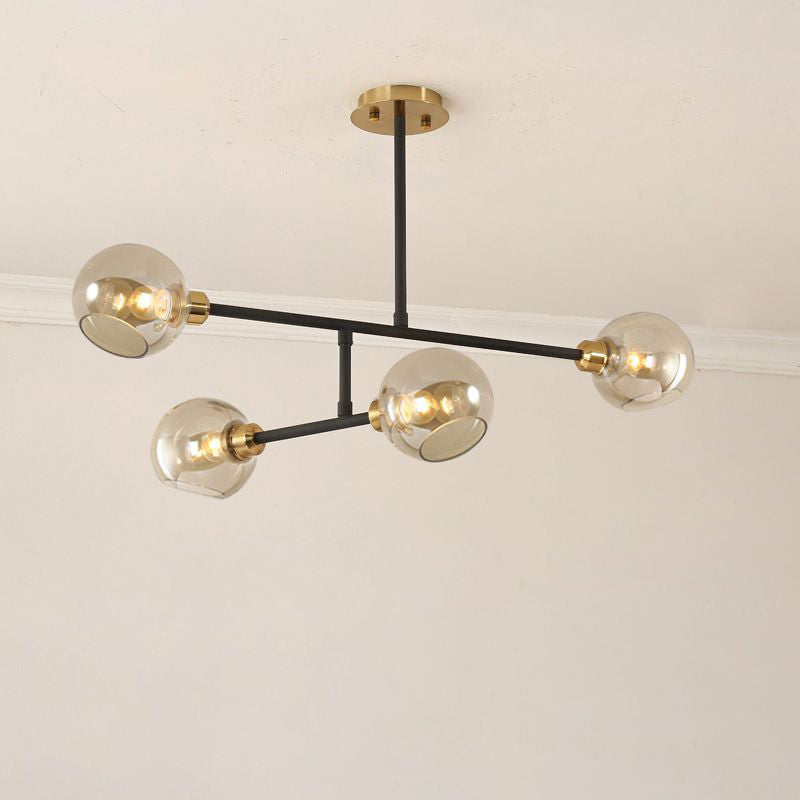 Minimalist Dome Glass Pendant Light For Open Kitchen Ceiling 4 / Black Cognac