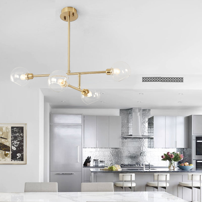 Minimalist Dome Glass Pendant Chandelier for Open Kitchen Ceiling Lighting