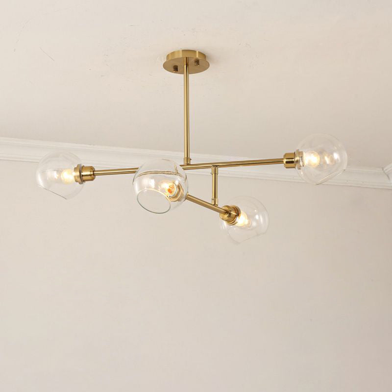 Minimalist Dome Glass Pendant Light For Open Kitchen Ceiling 4 / Gold Clear