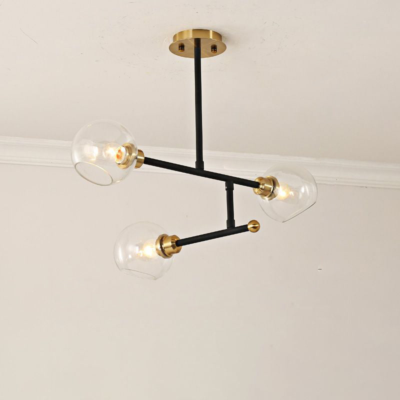 Minimalist Dome Glass Pendant Light For Open Kitchen Ceiling 3 / Black Clear