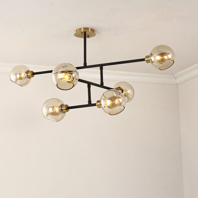Minimalist Dome Glass Pendant Light For Open Kitchen Ceiling 6 / Black Cognac