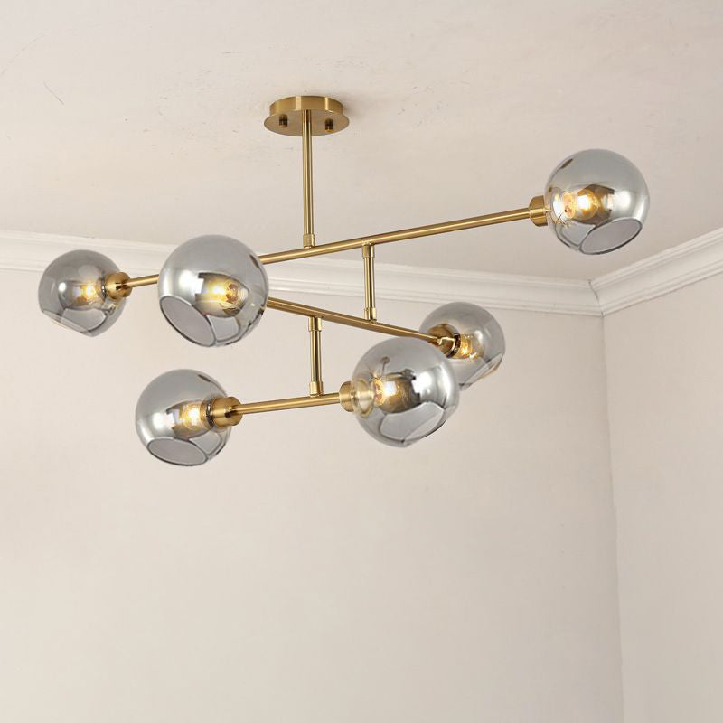 Minimalist Dome Glass Pendant Light For Open Kitchen Ceiling 6 / Gold Smoke Grey