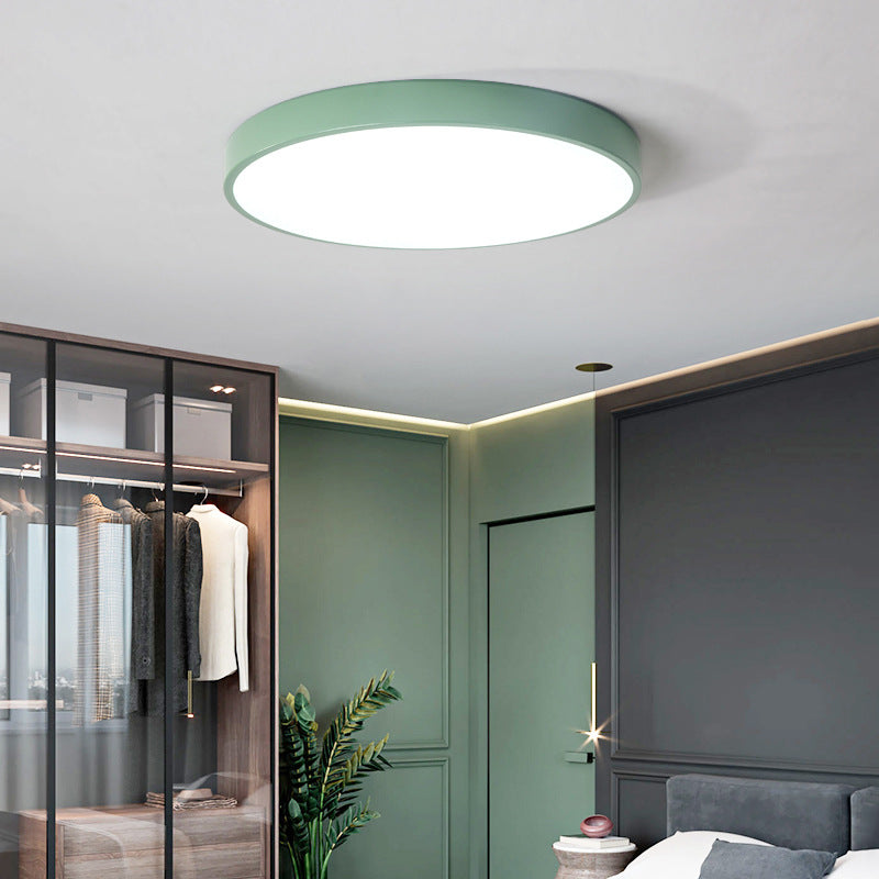 Ultrathin Round Flush Mount LED Ceiling Light for Child's Room - Macaron Metal Finish