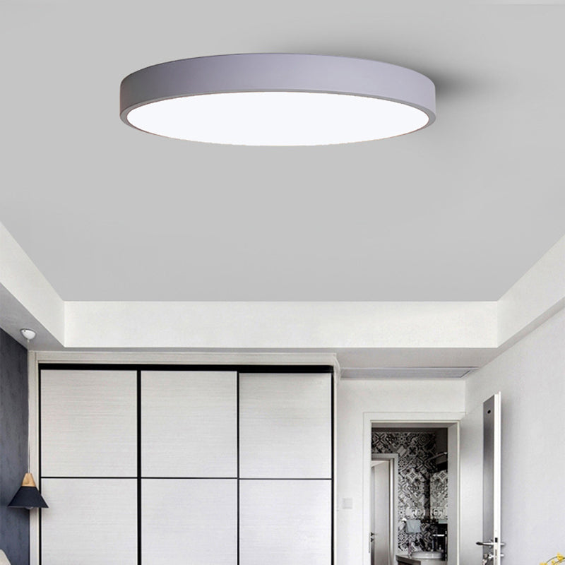 Ultrathin Round Flush Mount LED Ceiling Light for Child's Room - Macaron Metal Finish