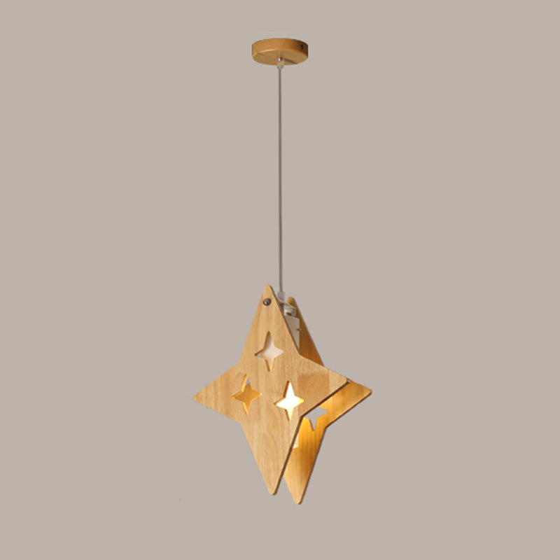 Nordic Beige Wooden Pendant Lamp Elegant Suspended Fixture For Dining Room 1 / Wood Star