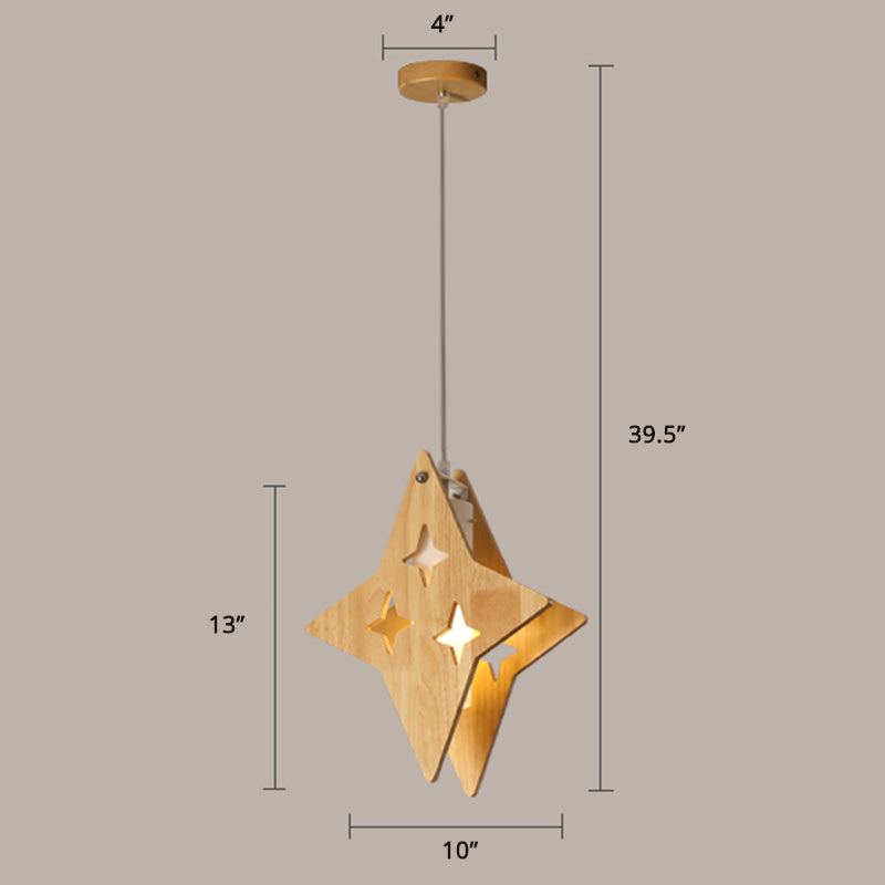 Beige Wooden Pendant Lamp: Nordic Suspended Lighting for Dining Room