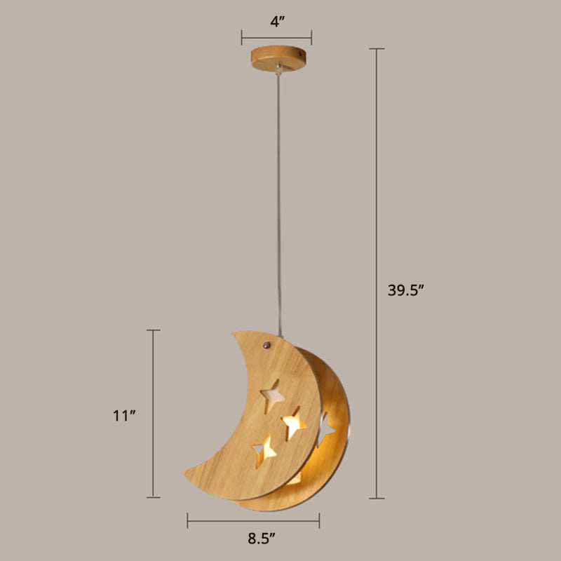 Beige Wooden Pendant Lamp: Nordic Suspended Lighting for Dining Room