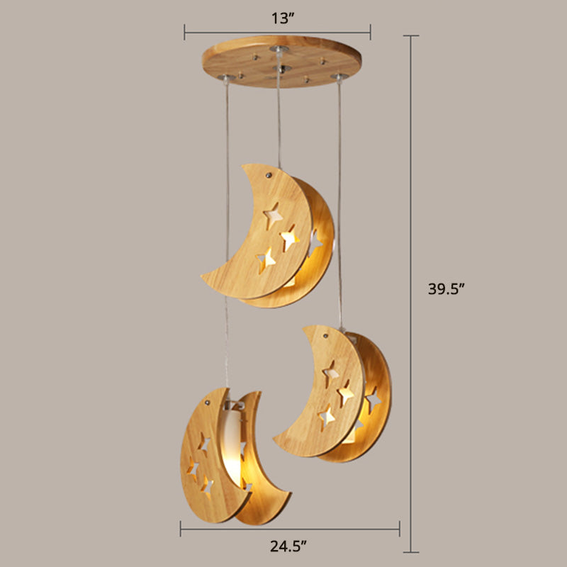 Nordic Beige Wooden Pendant Lamp Elegant Suspended Fixture For Dining Room