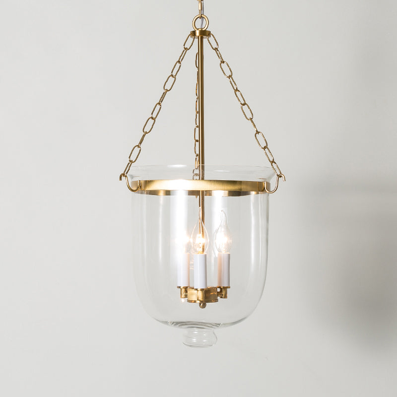 Vintage 3-Light Inverted Cloche Pendant Chandelier with Clear Glass for Living Room
