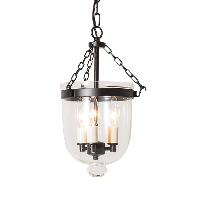 Vintage 3-Light Inverted Cloche Pendant Chandelier with Clear Glass for Living Room