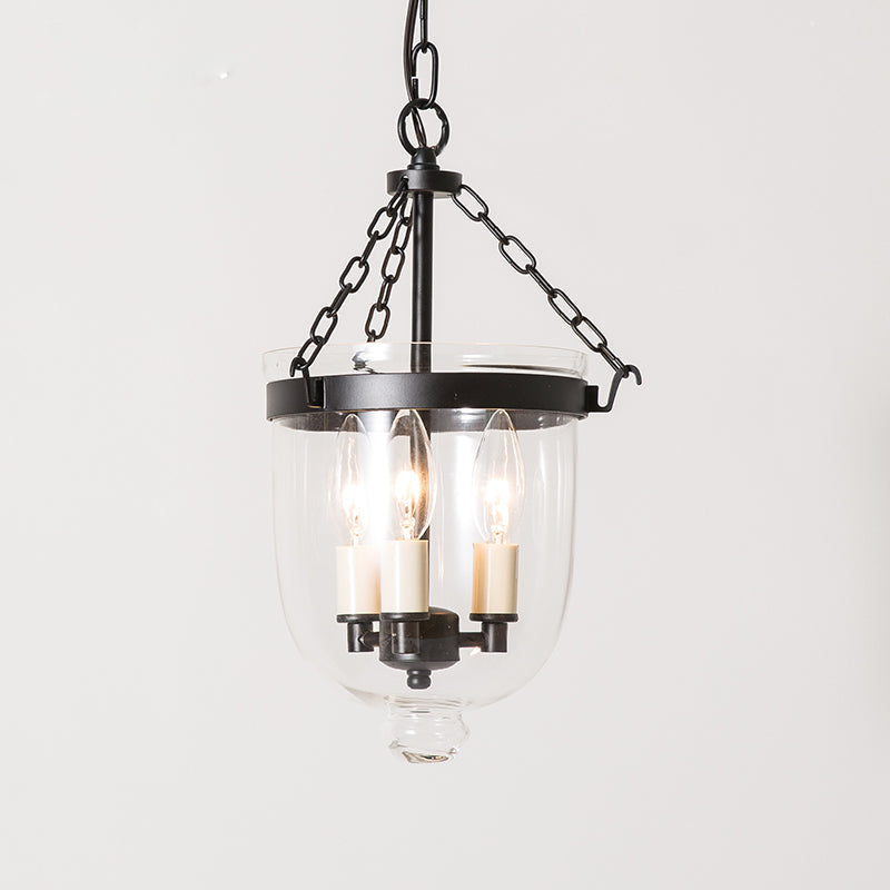 Vintage Clear Glass Chandelier - 3-Light Pendant For Living Room