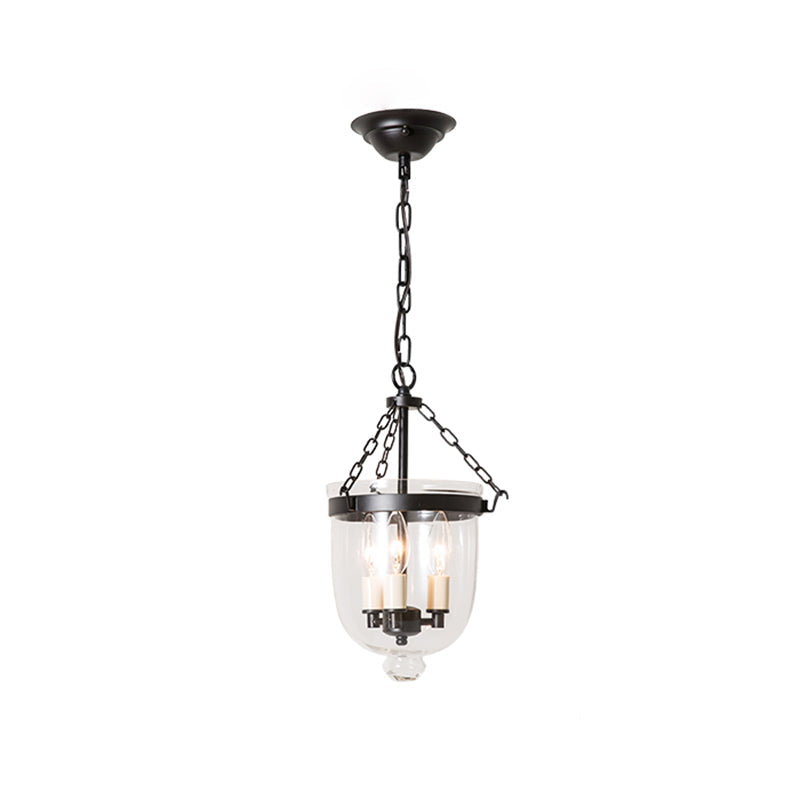 Vintage Clear Glass Chandelier - 3-Light Pendant For Living Room Black / 9.5