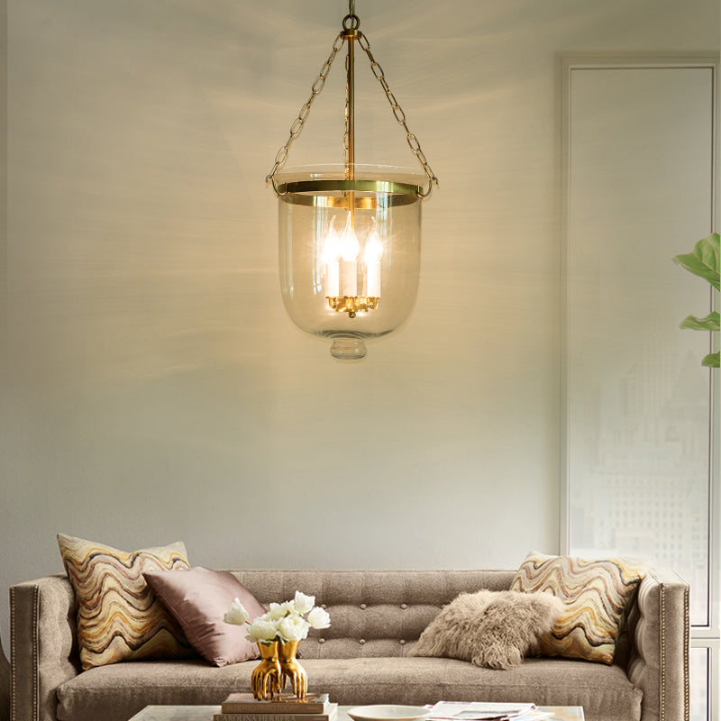 Vintage Clear Glass Chandelier - 3-Light Pendant For Living Room