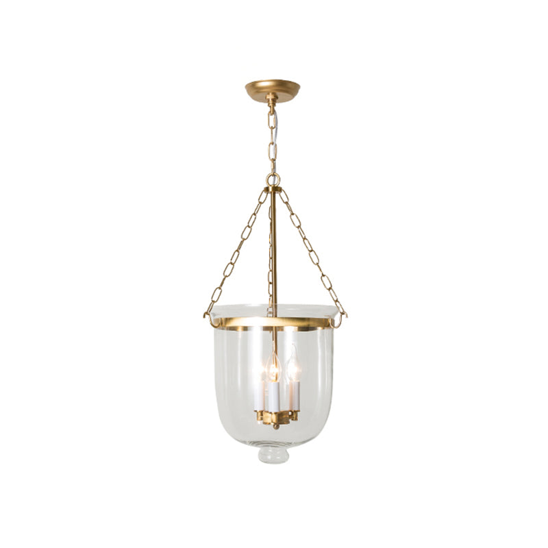 Vintage Clear Glass Chandelier - 3-Light Pendant For Living Room Gold / 14