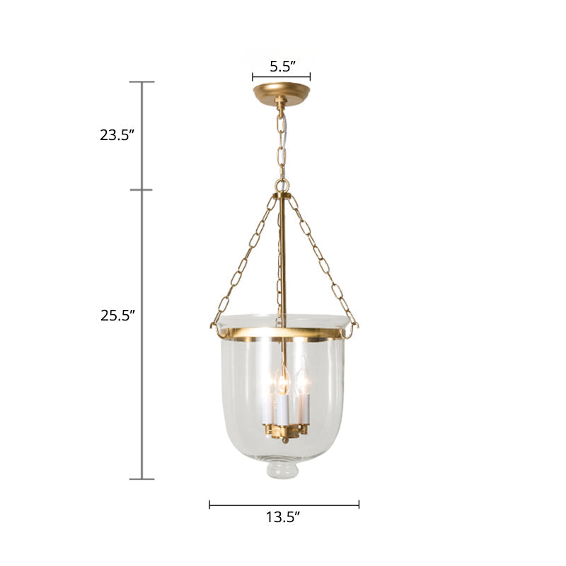 Vintage Clear Glass Chandelier - 3-Light Pendant For Living Room