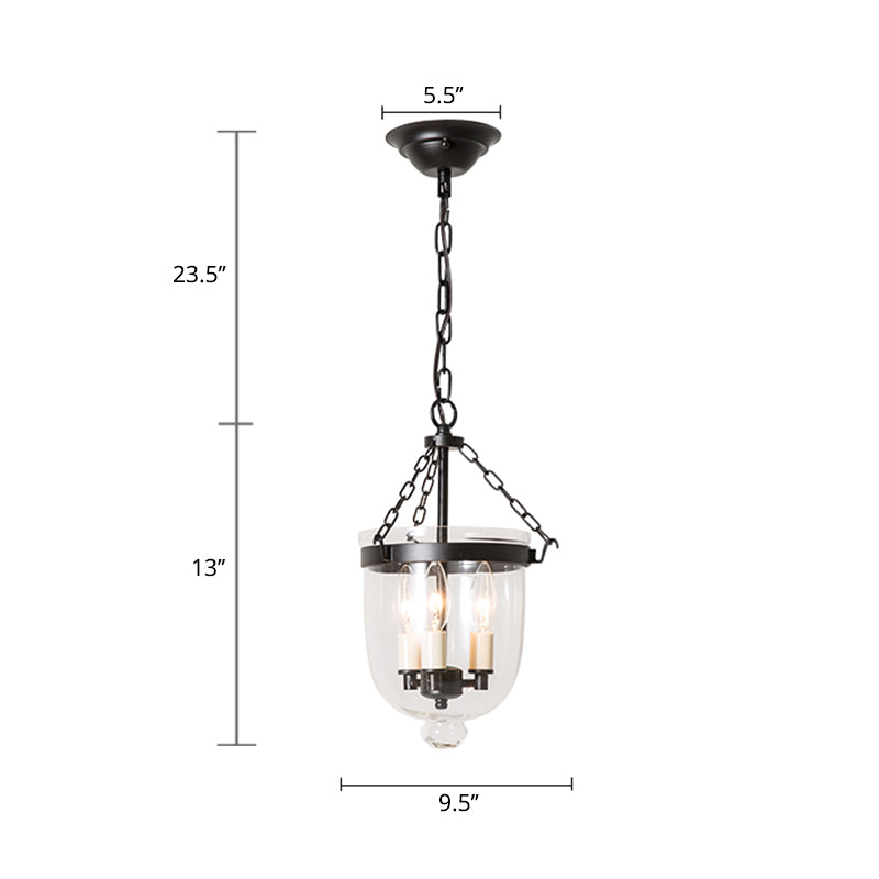 Vintage Clear Glass Chandelier - 3-Light Pendant For Living Room