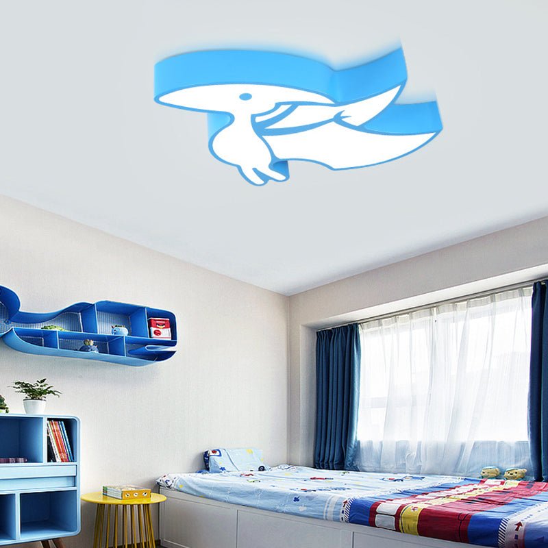 Dinosaur LED Flushmount Ceiling Lamp for Kids Room - Metal Flush-Mount Light Fixture