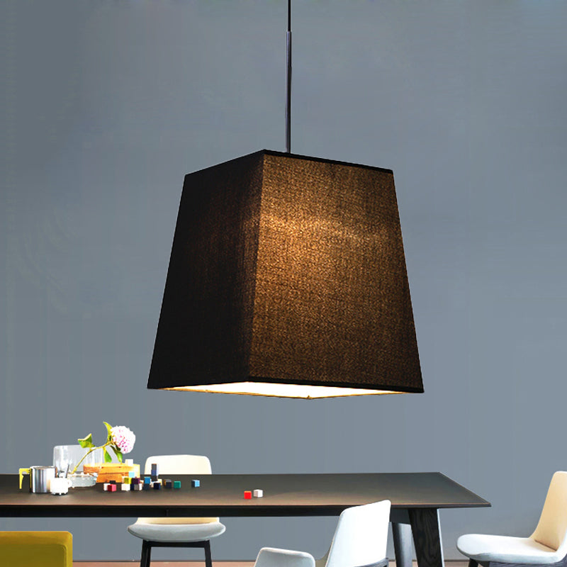 Modern Nordic Style Trapezoid Fabric Pendant Lamp - 1 Light, White/Black/Coffee - 8"/11" Wide