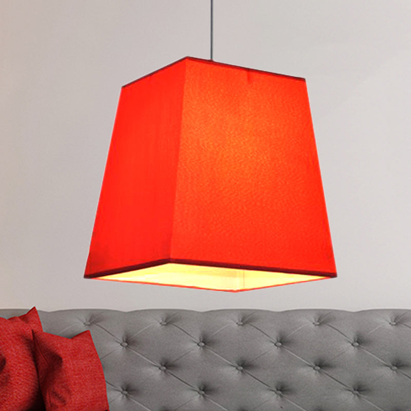 Modern Nordic Style Trapezoid Fabric Pendant Lamp - 1 Light, White/Black/Coffee - 8"/11" Wide