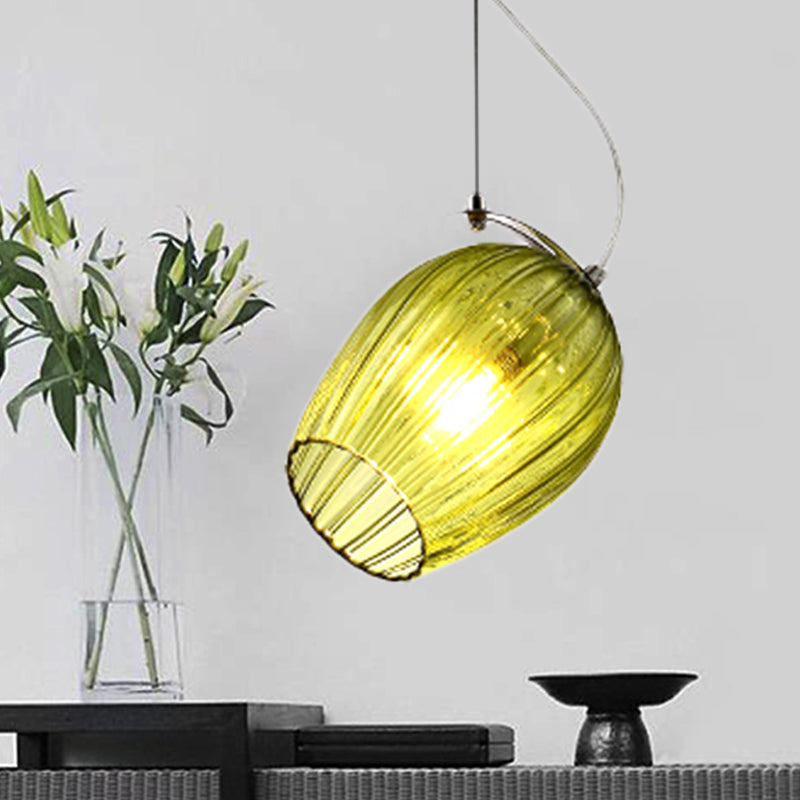 Modernist Tulip Pendant Light With Prismatic Glass - Clear/Amber/Smoke Bedroom Hanging Lamp Fixture