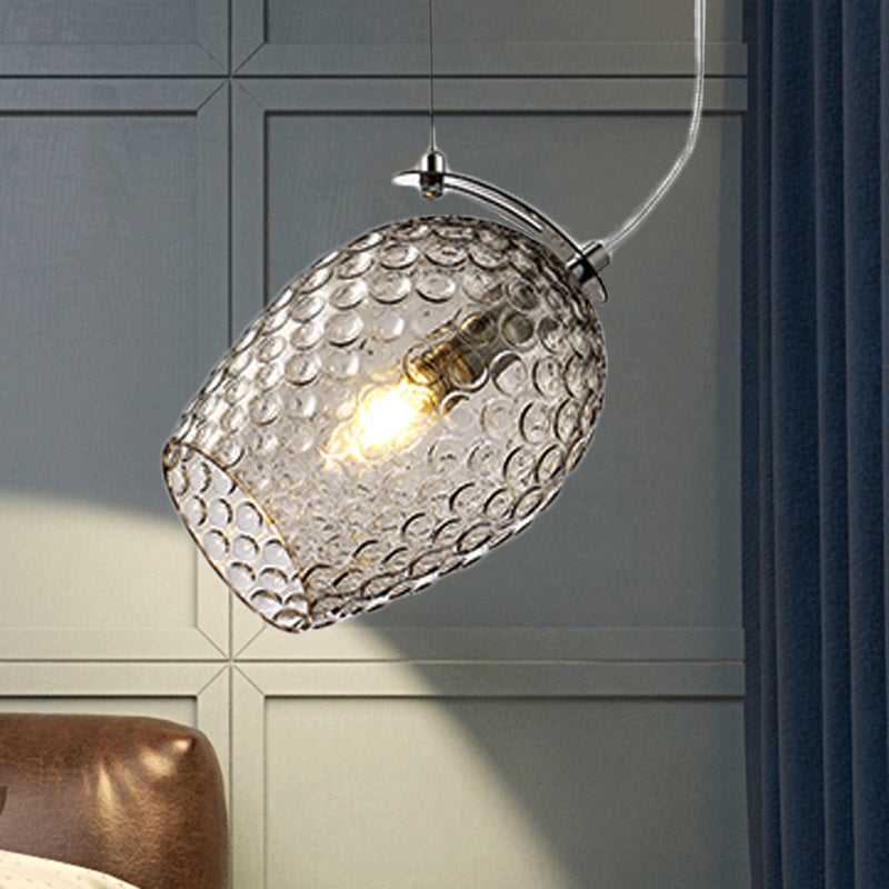 Modernist Tulip Pendant Light with Prismatic Glass - Clear/Amber/Smoke