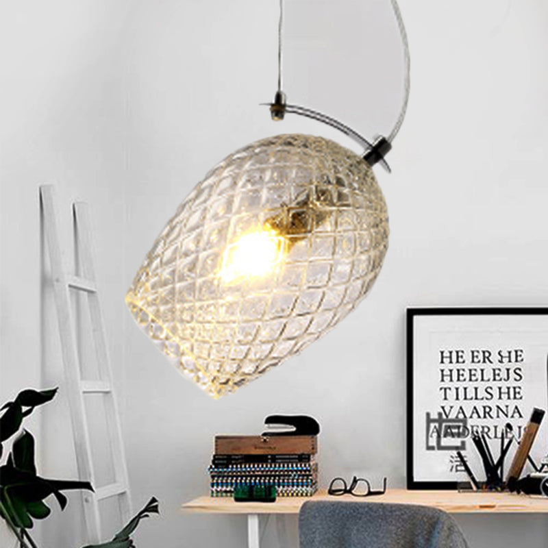 Modernist Tulip Pendant Light with Prismatic Glass - Clear/Amber/Smoke