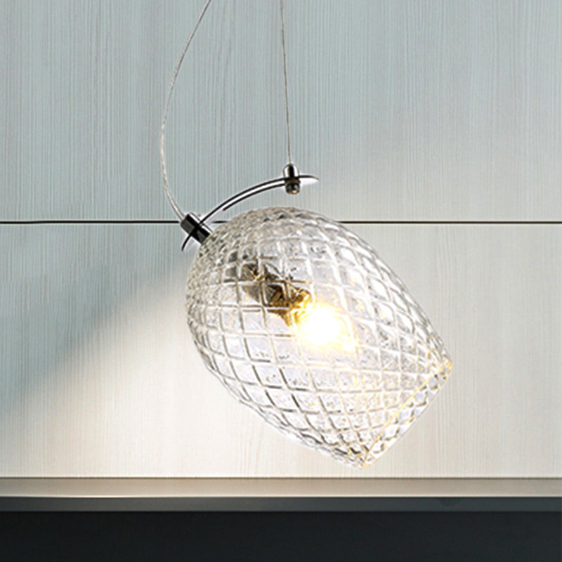 Modernist Tulip Pendant Light with Prismatic Glass - Clear/Amber/Smoke