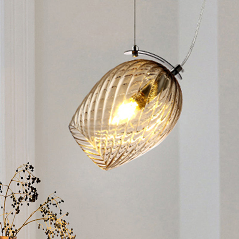 Modernist Tulip Pendant Light with Prismatic Glass - Clear/Amber/Smoke